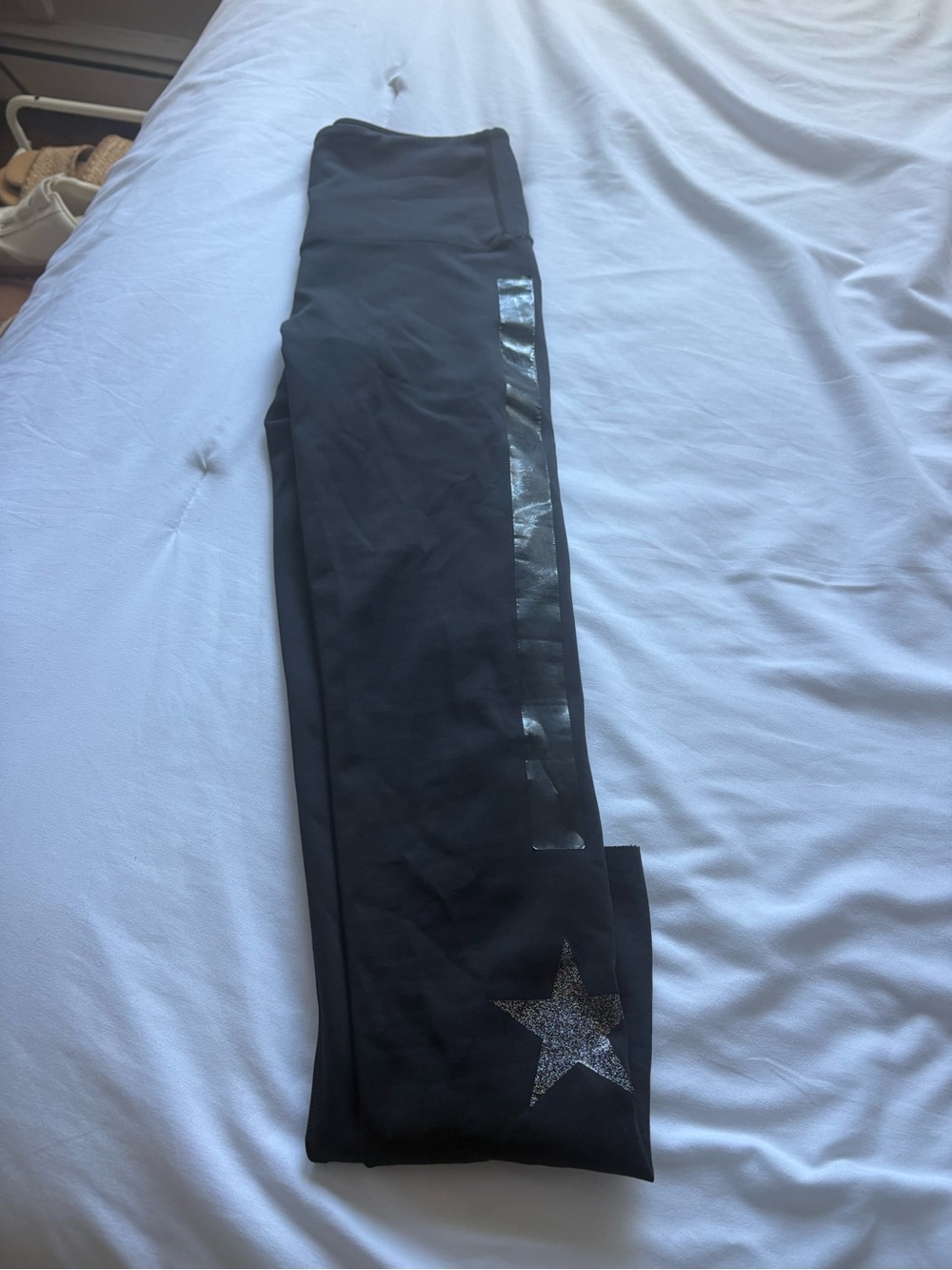 Black Leggings with Glitter Star Accent